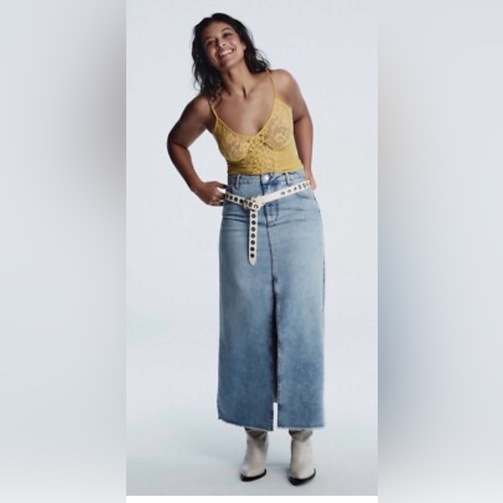 Pilcro The Madi Front-Slit Denim Skirt by Pilcro
Anthropologie - Picture 3 of 4